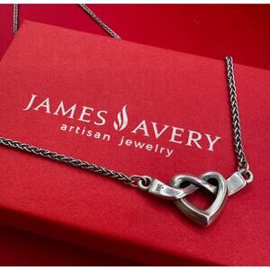 James Avery Sterling Silver 925 Heart Knot Necklace Box Pouch Clean Polish 7 3/4